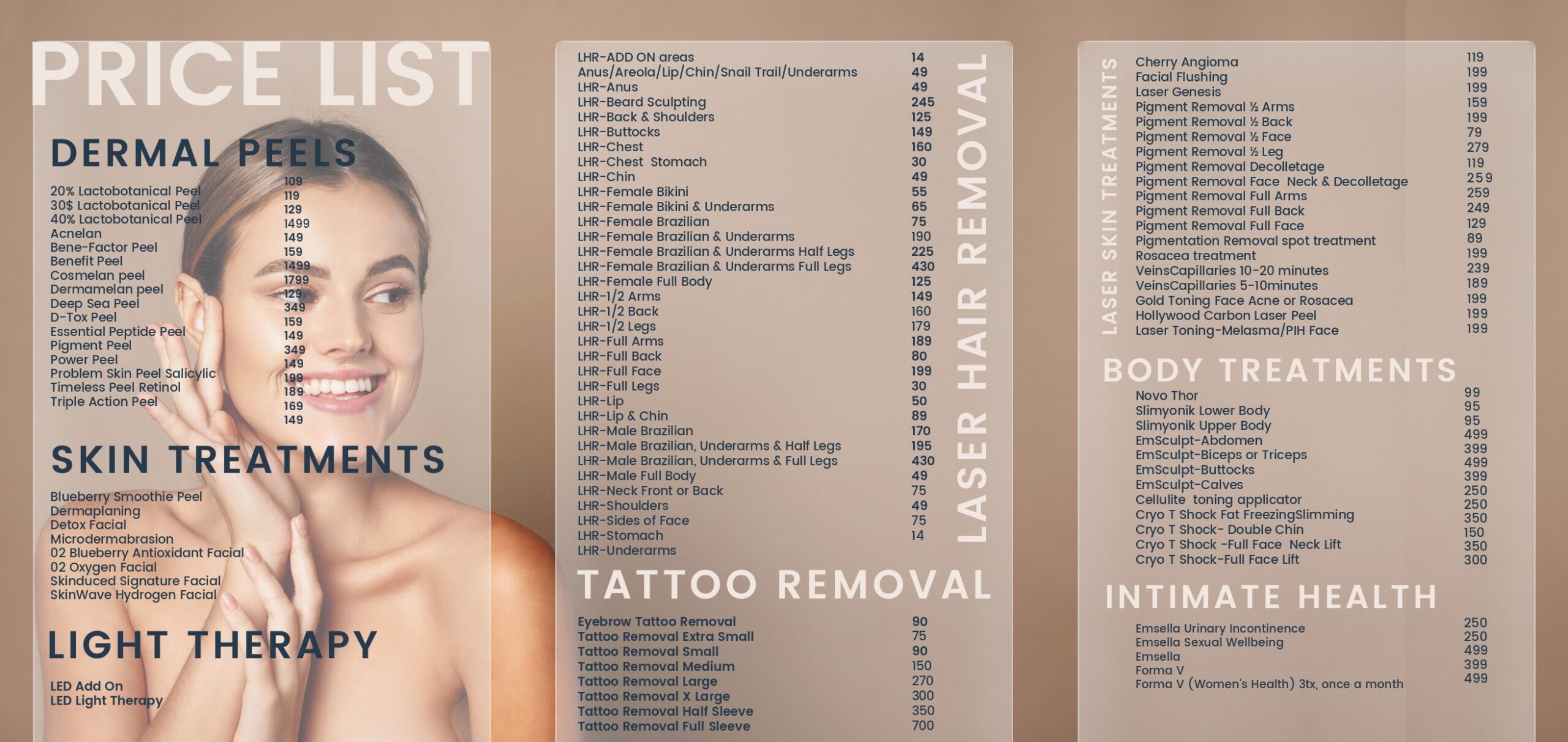 skin treatments brochure