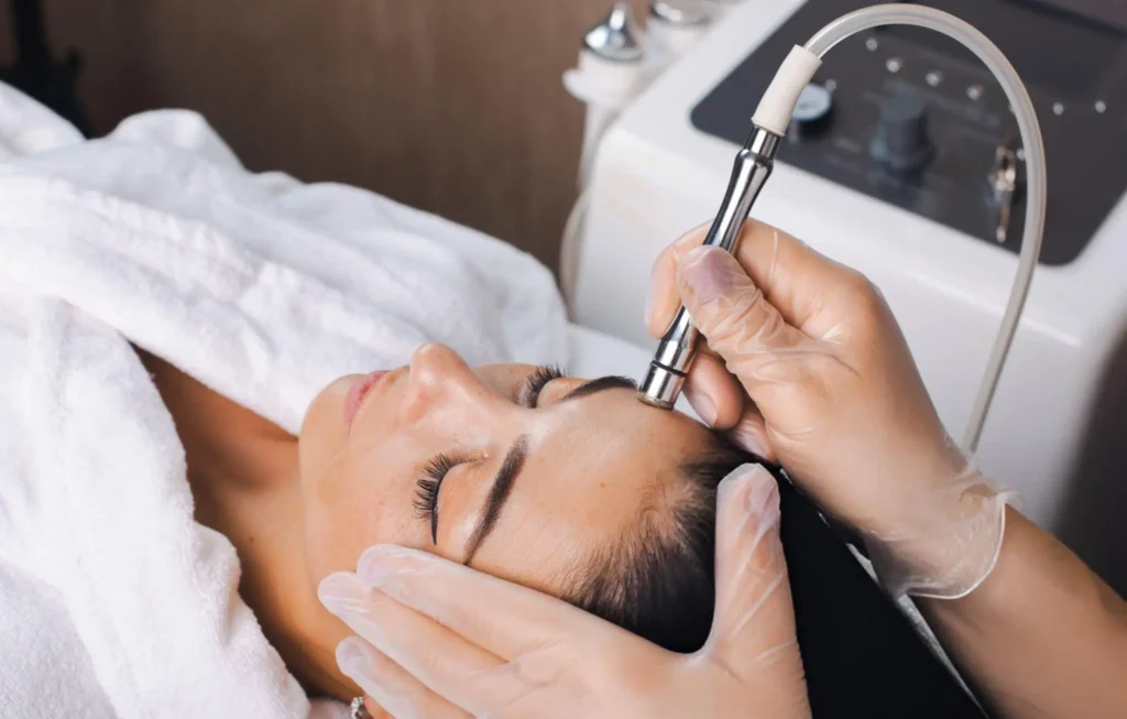 healthy skin after hydradermabrasion or microdermabrasion session