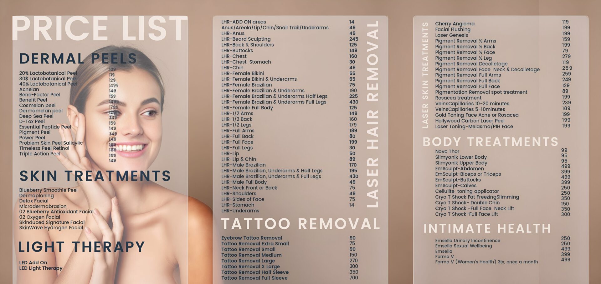 skin treatments brochure