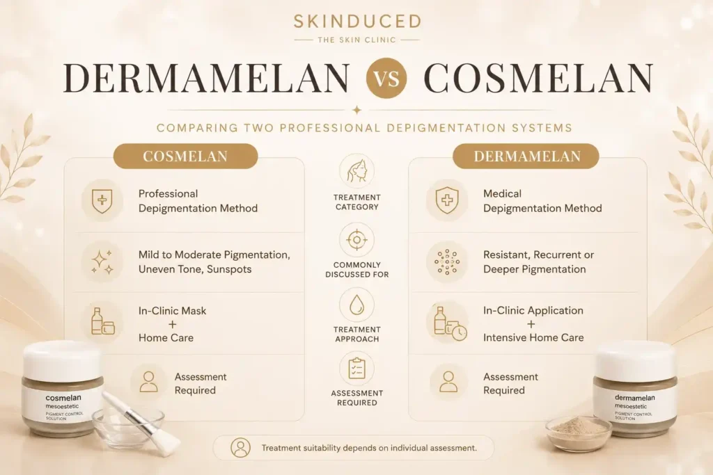 detail differnce between Dermamelan and Cosmelan in visual